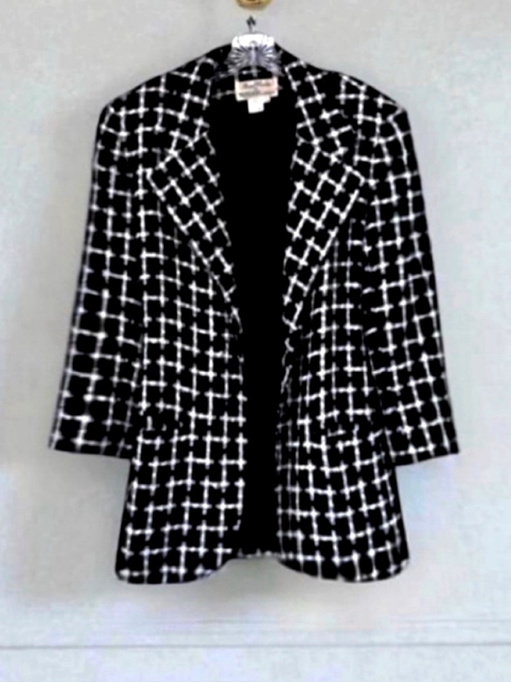 Richie Freeman for TERIJON Black White Wool Blend Blazer Fits Size Small